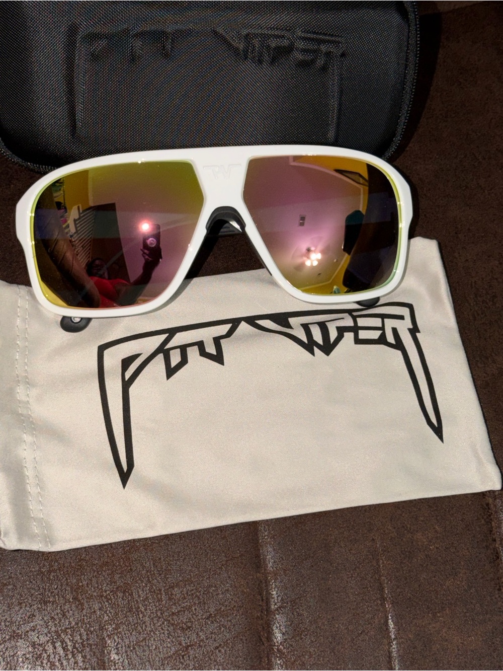 Pit Viper White Frame Sunglasses with Multi-Color Mirrored Lenses